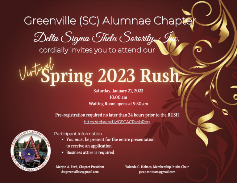 Virtual Spring 2023 Rush Greenville (SC) Alumnae Chapter of Delta
